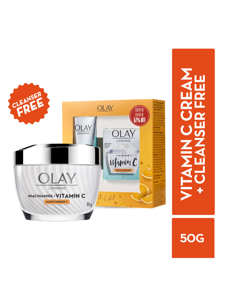 Olay Vitamin C Kit For 2x Glow - Cream With Free Cleanser