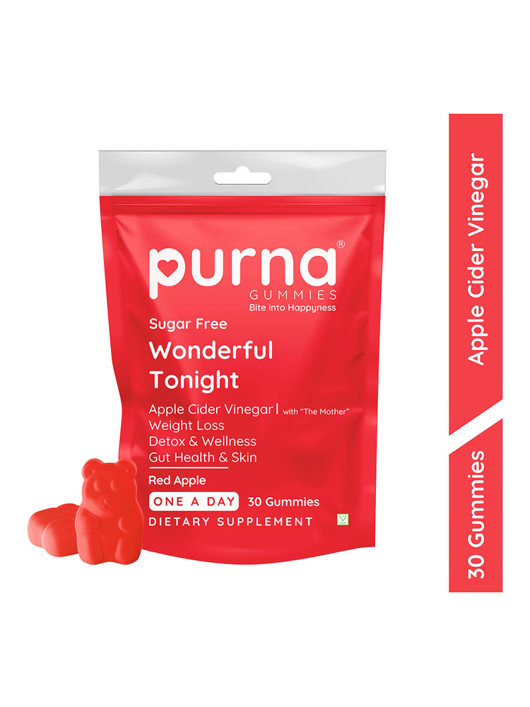 Purna Gummies Apple Cider Vinegar for Adults & Kids Better Digestion & Clear Skin 30 Day Pack