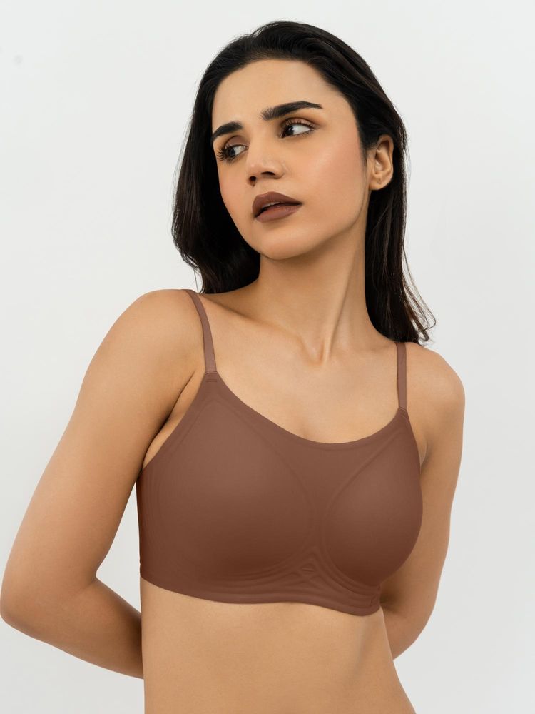 B'There Womens Full Coverage Seamless Scoop Neck Bra - Brown-picture-11