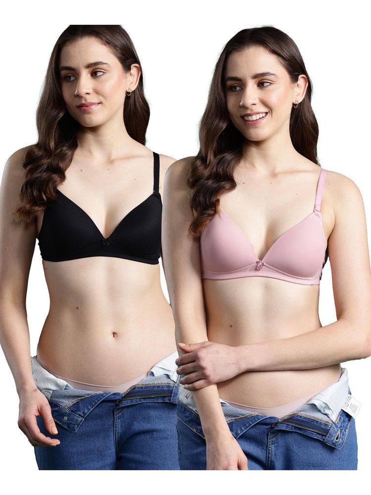 Leading Lady Womens Lightly Padded Non-Wired T-shirt Bra - Multi-Color (Pack of 2)-picture-12