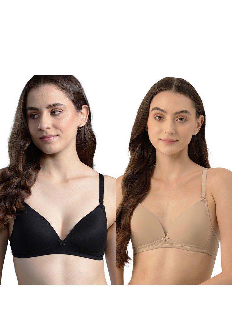 Leading Lady Womens Lightly Padded Non-Wired T-shirt Bra - Multi-Color (Pack of 2)-picture-42