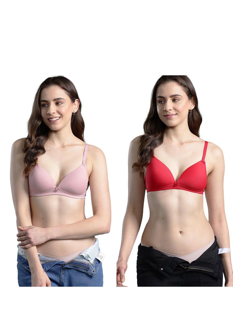 Leading Lady Womens Lightly Padded Non-Wired T-shirt Bra - Multi-Color (Pack of 2)-picture-19