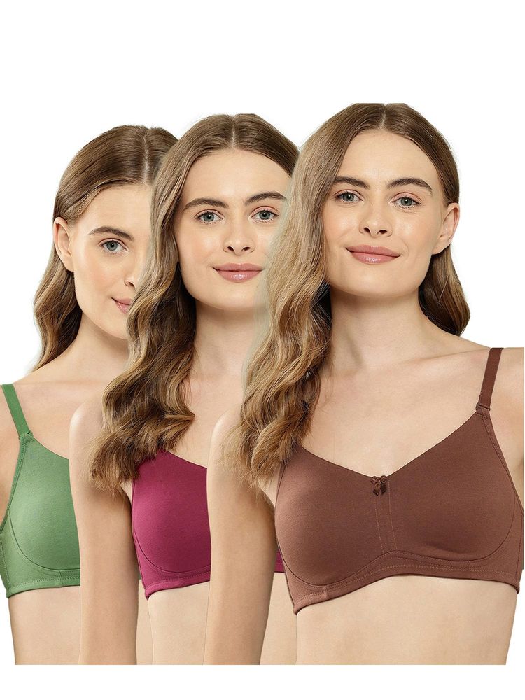 Leading Lady Womens Non-Padded and Non-Wired Solid T-shirt Bra - Multi-Color (Pack of 3)-picture-23