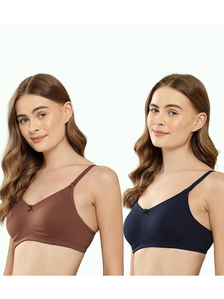 Leading Lady Womens Non-Padded and Non-Wired Solid T-shirt Bra - Multi-Color (Pack of 2)-picture-21