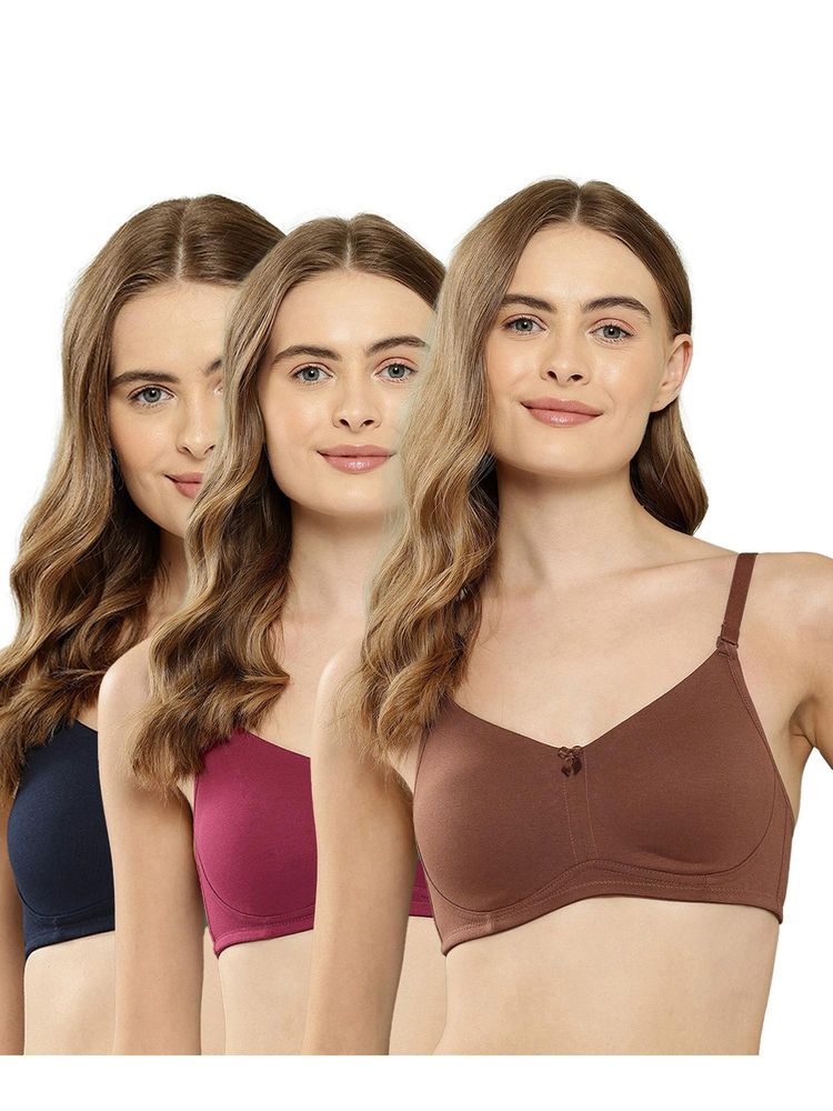Leading Lady Womens Non-Padded and Non-Wired Solid T-shirt Bra - Multi-Color (Pack of 3)-picture-10