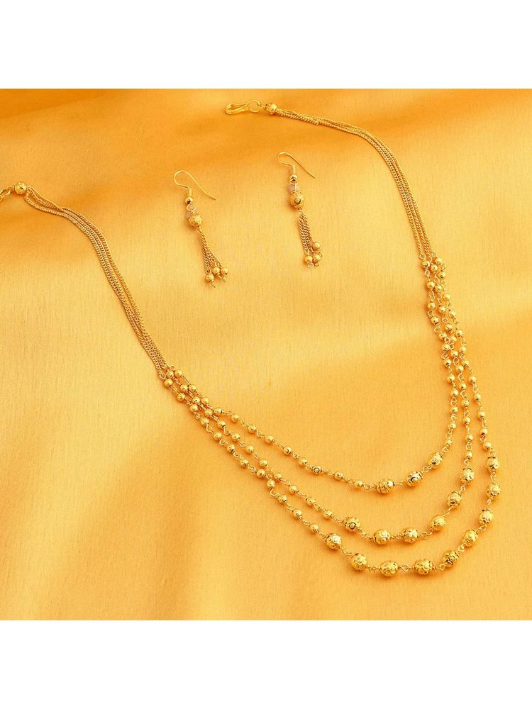 Sukkhi Classic Gold Plated Wedding Jewellery Multi-String Necklace Set For Women (NYKSUKHI00078)-image-3