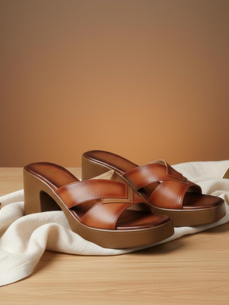 EZOK W-1204 Lightweight Comfort Tan Sandal Heels-picture-12
