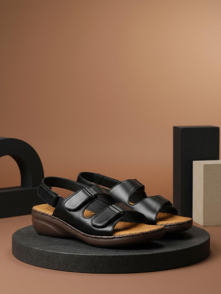 EZOK W-1210 Lightweight Comfort Black Sandals-image-47