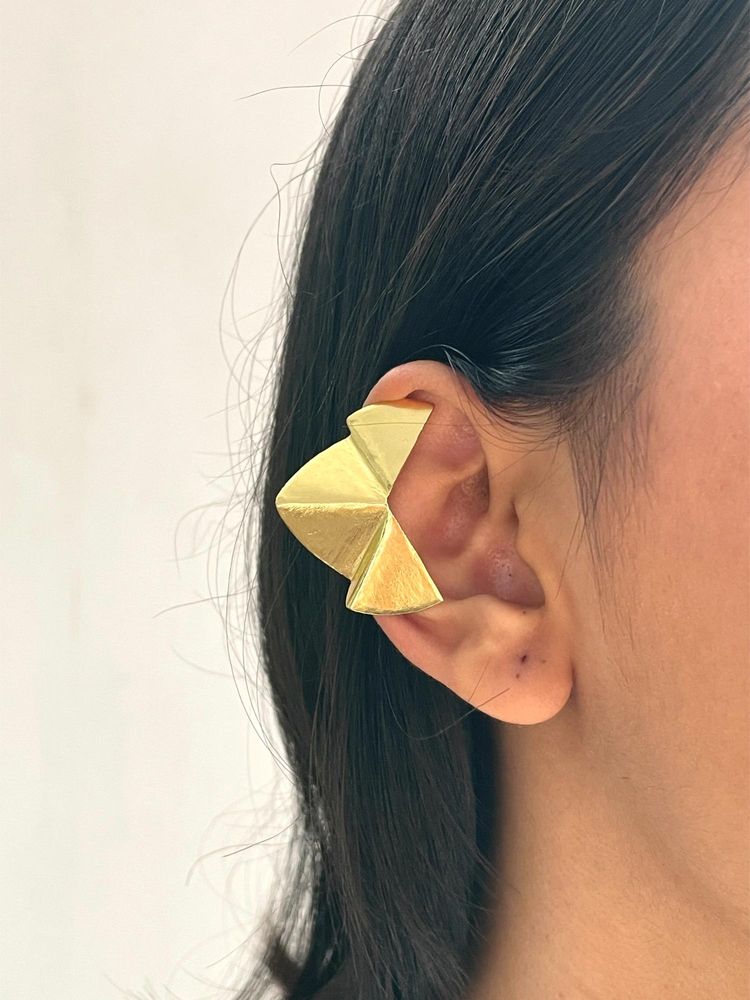 ISHKAARA Gold Sculptural Fold Ear Cuffs-image-24