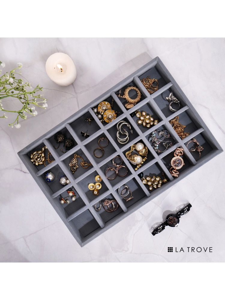La Trove Luxury 24 Grids Jewellery Tray