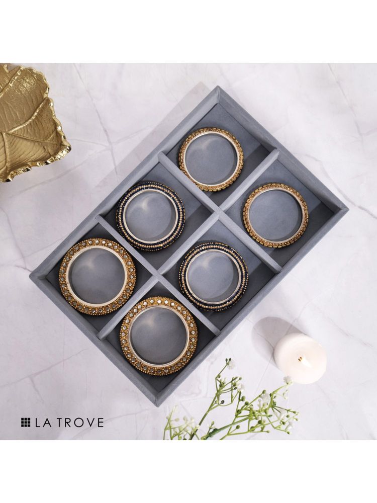 La Trove Luxury Velvet 6 Slot Bangle Organiser Jewellery Tray-image-39
