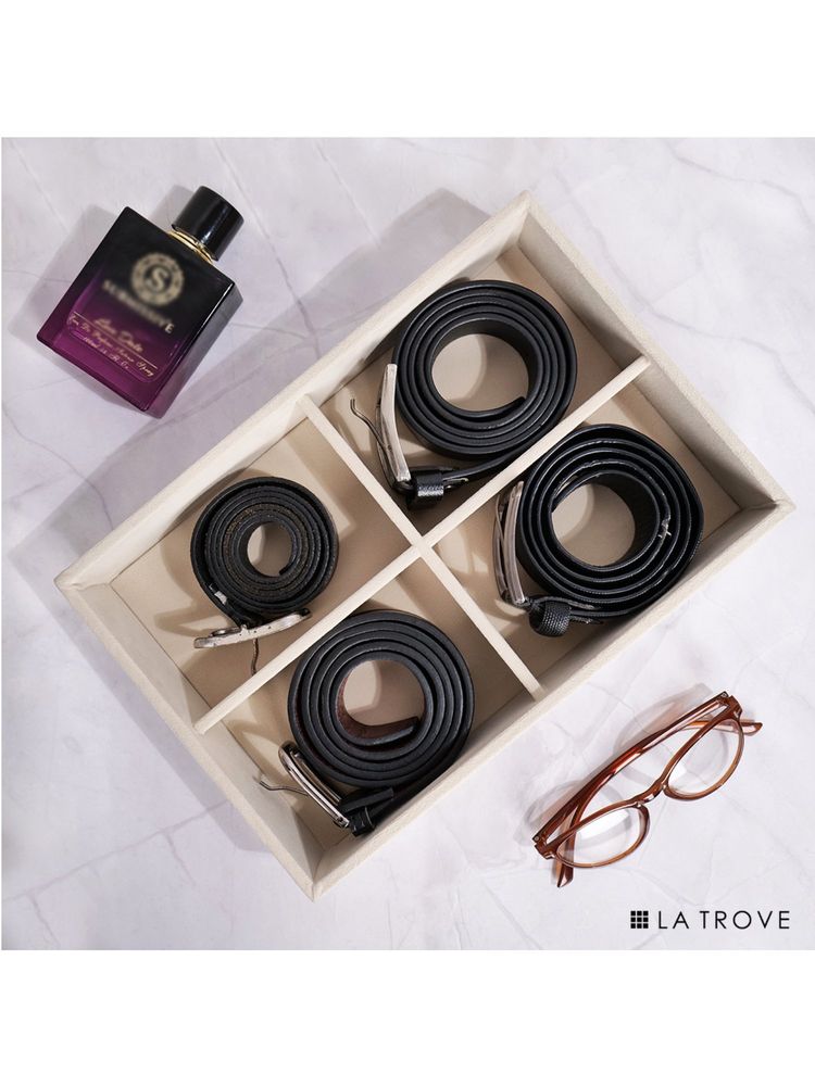 La Trove Luxury Velvet 4 Slot Belt Tray Display Of Premium Big Buckle Belts-image-5