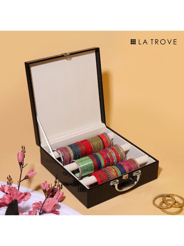 La Trove 3 Rods Bangle Box Organizer For Bangles and Kada Black