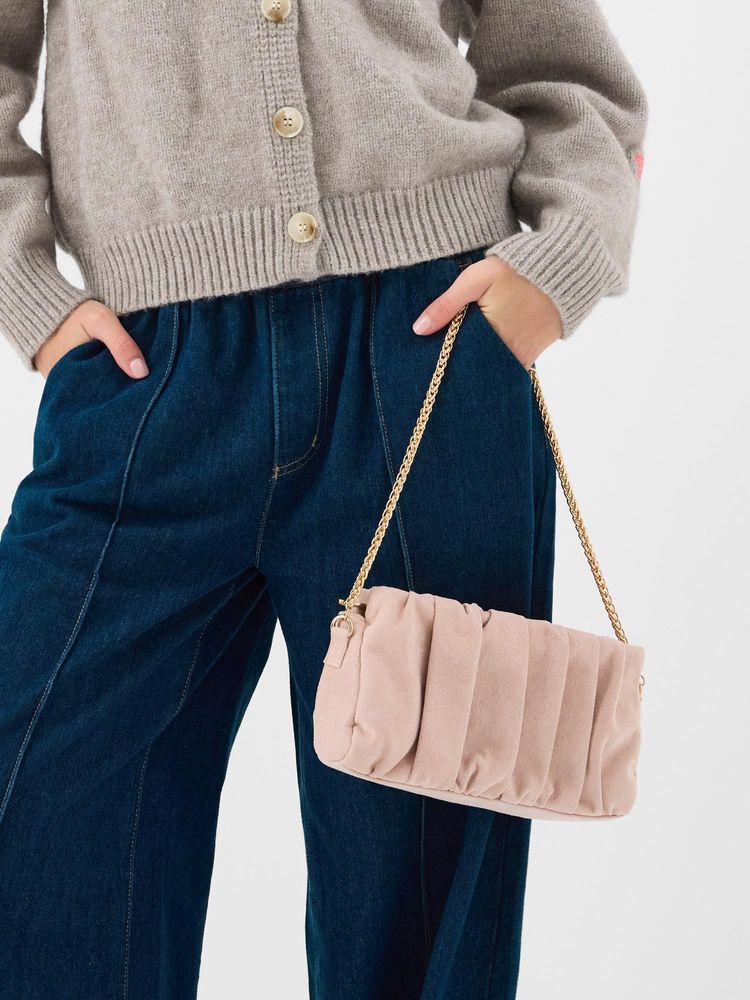 Accessorize London Women's Ruched Faux Suede Clutch