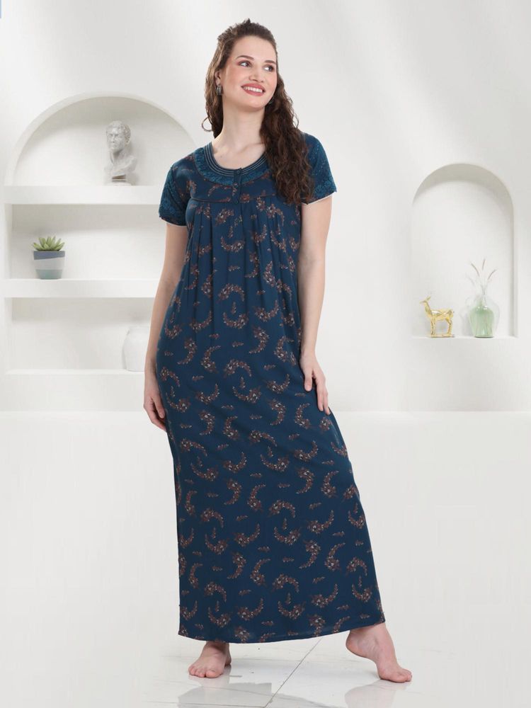 Quira Women Green Viscose Rayon Printed Nightdress-image-19