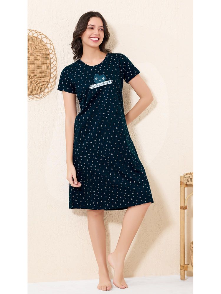 Quira Women Green Pure Cotton Printed Nightdress-picture-38