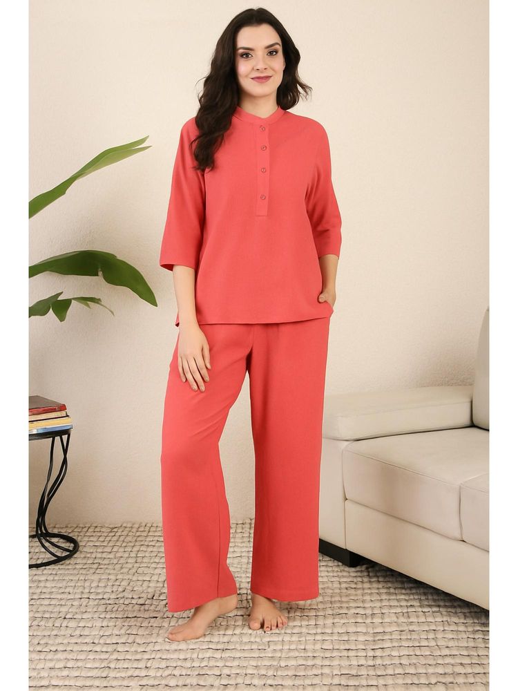 July Nightwear Women Peach Cotton Solid Kurti with Pyjama-picture-14