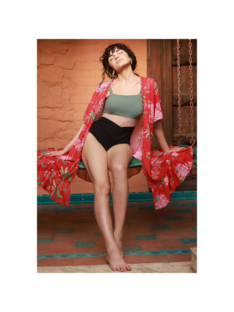 The Active Story Women Red Floral Cape-picture-26