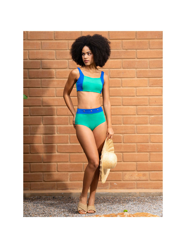 The Active Story Women Blue Colorblock Bikini Top with Bikini Bottom (Set of 2)-picture-24