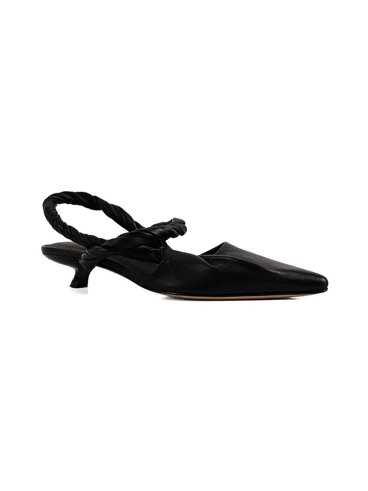 Vanilla Moon Women Black Leather Elastic Heels-image-4