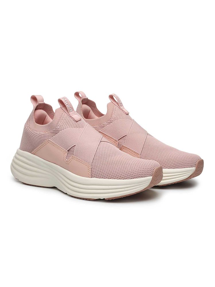 Yoho Women Pink Knitted Slip On Sneakers-picture-40