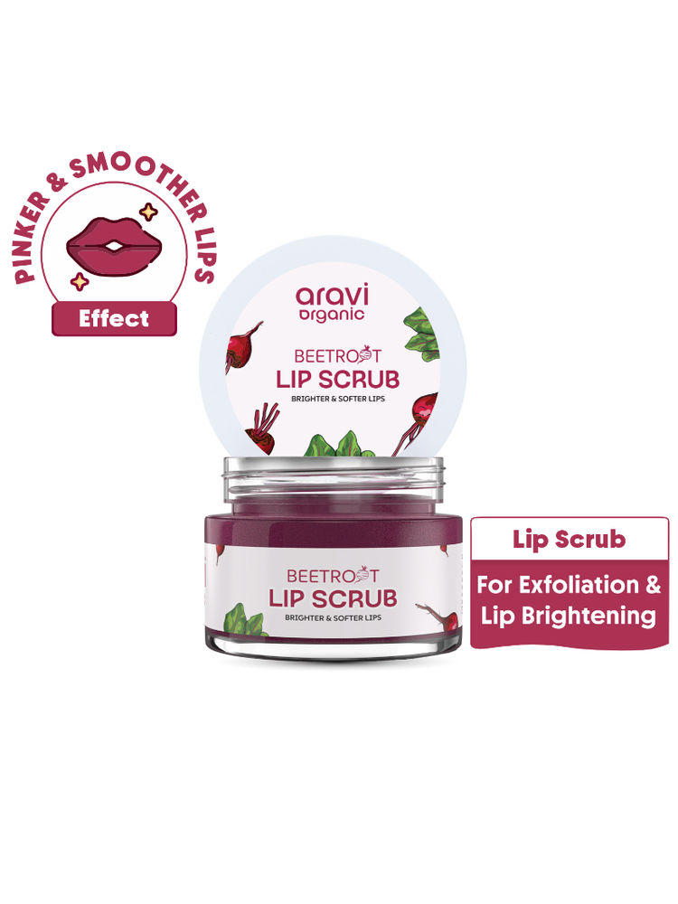 Aravi Organic Beetroot Lip Scrub, Shea Cocoa Butter For Chapped & Pigmented Brightening Lips-picture-18