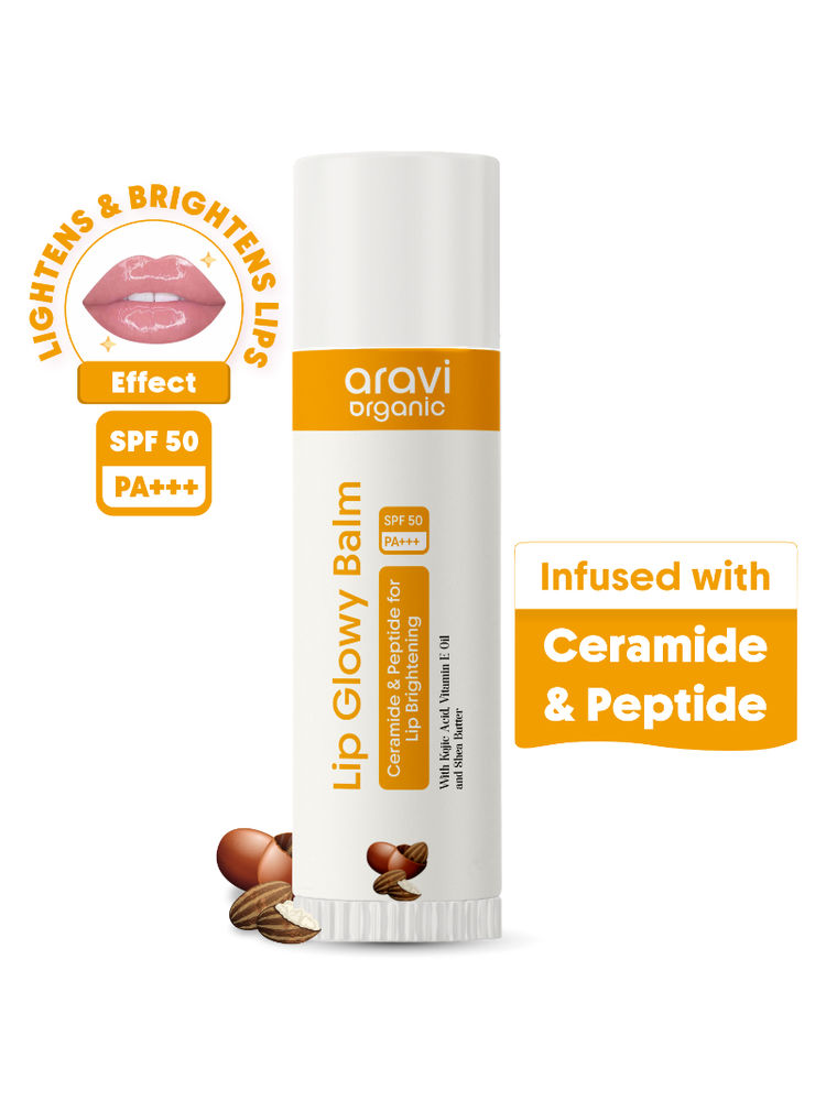 Aravi Organic Lip Glowy Balm With SPF 50 PA+++ & Kojic Acid & Peptide For Lip Brightening - 5gm-image-10