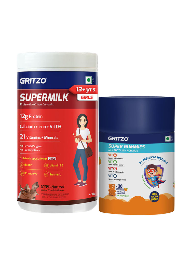 Gritzo Supermilk Overall Growth (13+ Y Girls)(Double Chocolate, 400G) & Super Gummies(Orange)-picture-36