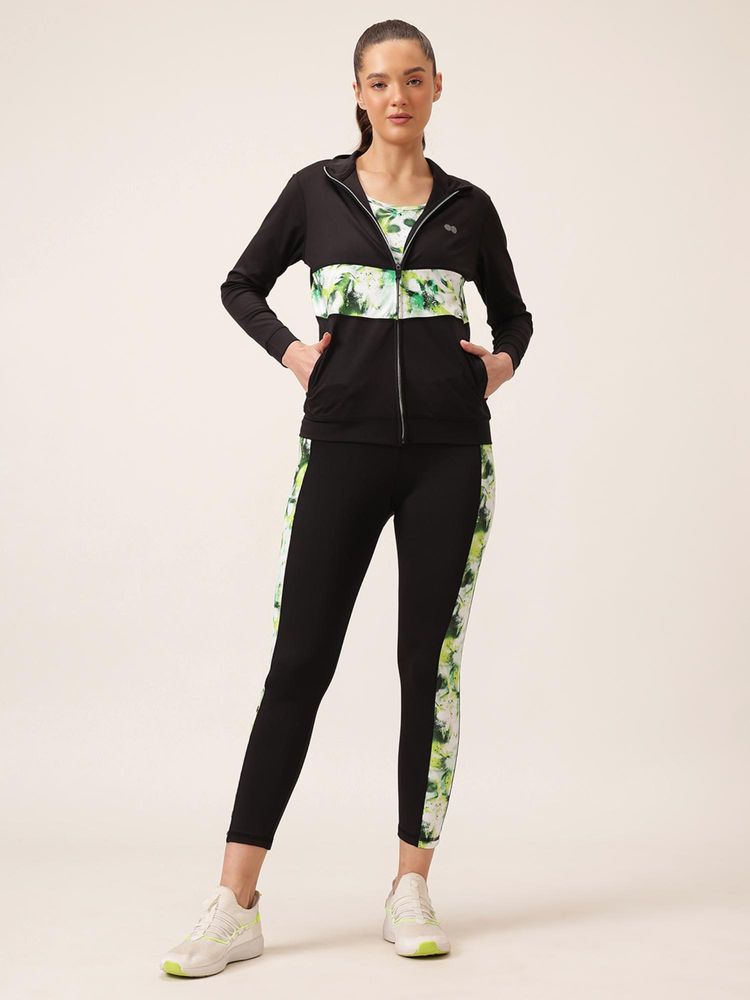 Clovia High Rise Active Tights and Comfort-Fit Active Jacket Set-image-45