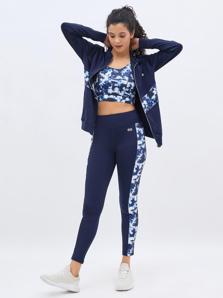 Clovia Tights with Zipper Jacket and Sports Bra-image-0