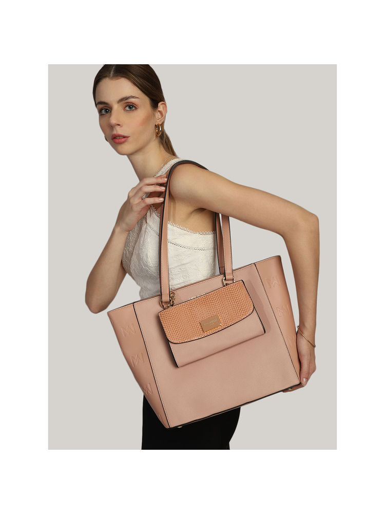 MINI WEST LONDON Pink Buckingham Classic Tote Bag with Pouch-image-23