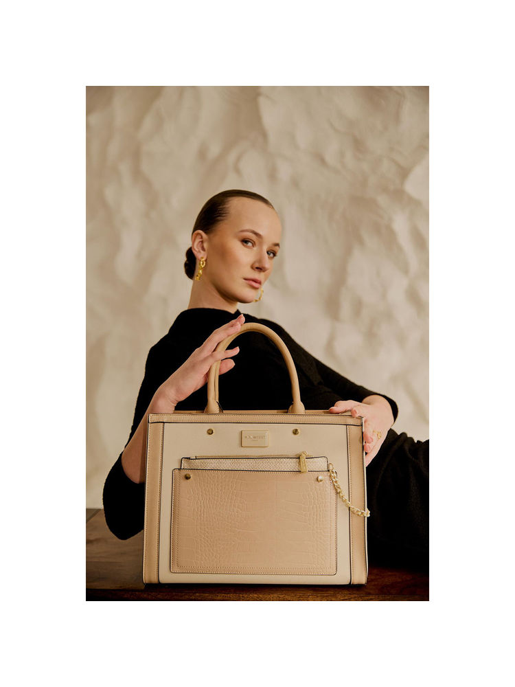 MINI WEST LONDON Beige Westminster Luxury Handbag with Detachable Strap and Pouch-image-22