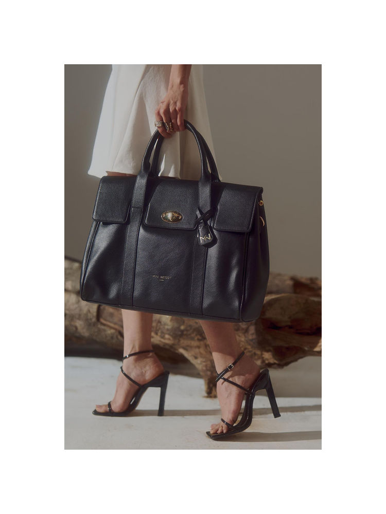 MINI WEST LONDON Black Manchester Laptop Bag with Detachable Strap-image-48