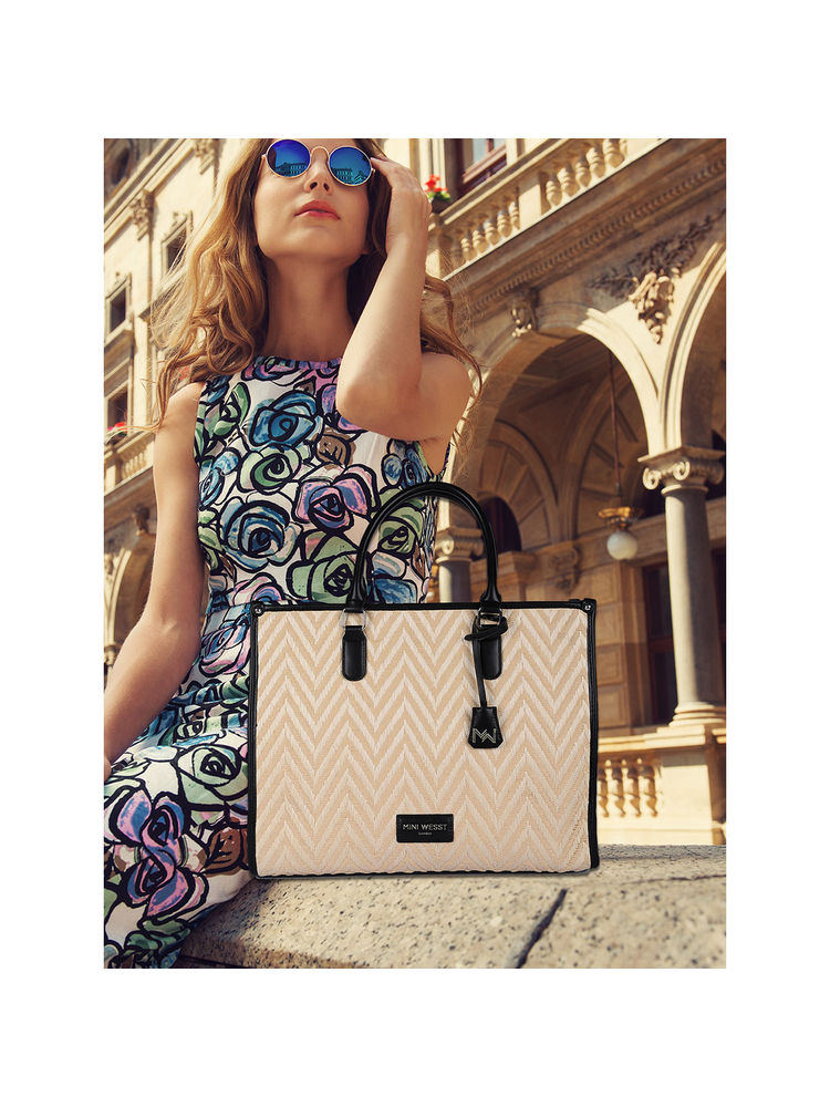 MINI WEST LONDON Beige Times Square Luxury Tote Bag-picture-11