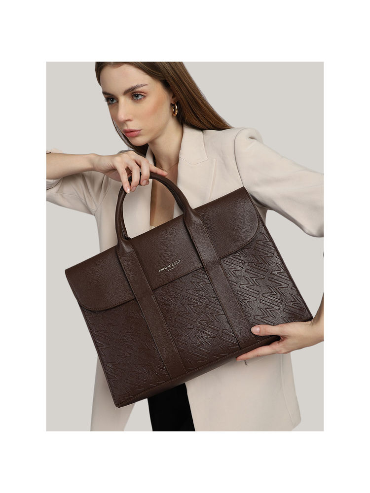 MINI WEST LONDON Brown Huston Luxury Laptop Bag-image-42