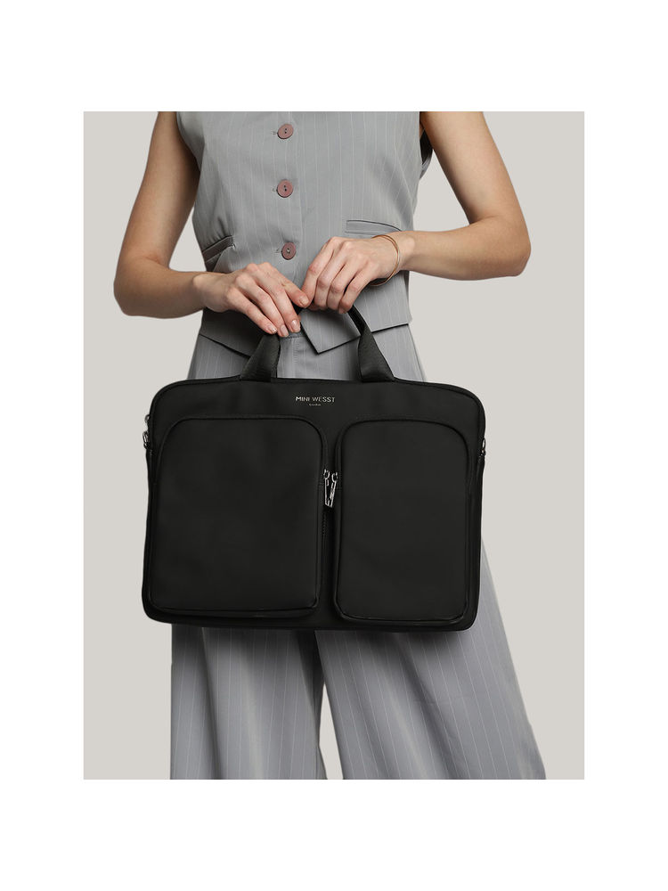 MINI WEST LONDON Black Cairo Luxe Laptop Bag-image-42