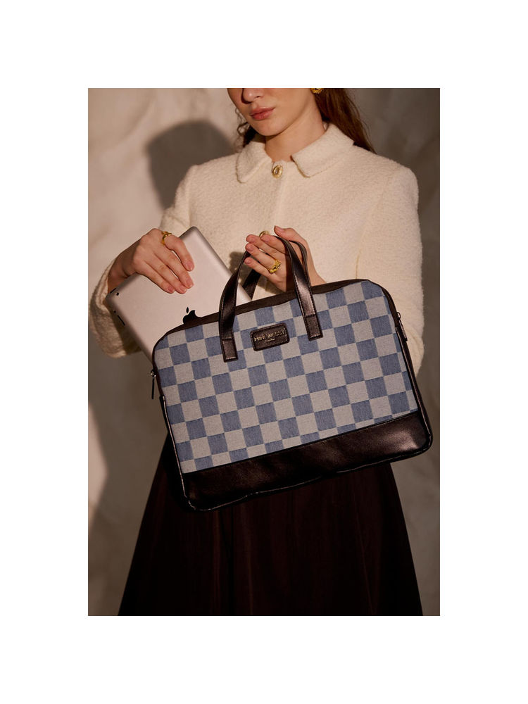 MINI WEST LONDON Blue Bourbon Street Laptop Bag with Pouch-picture-15