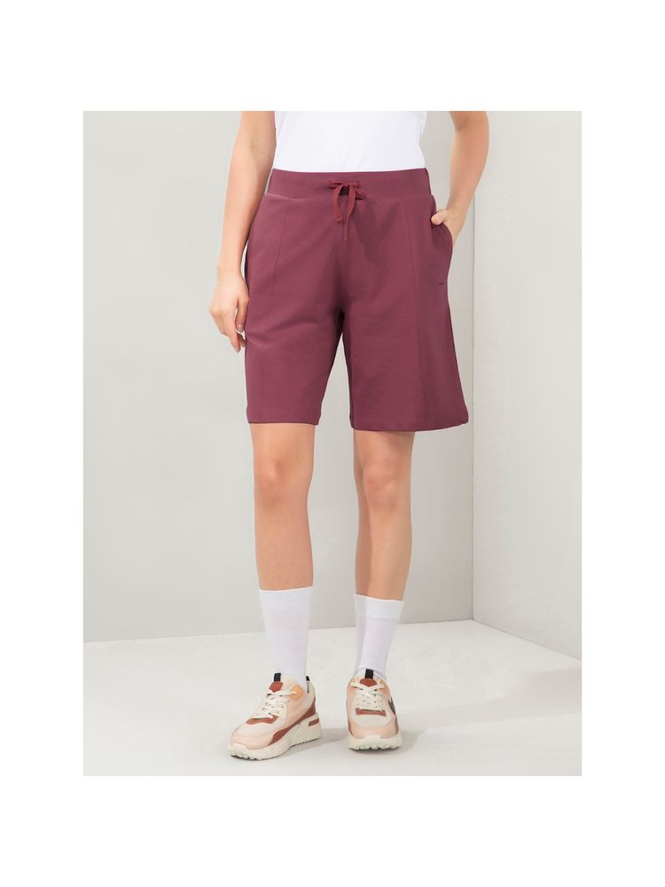 Amante Women Knee Length High Rise Relaxed Fit Solid Shorts-Brown-picture-15