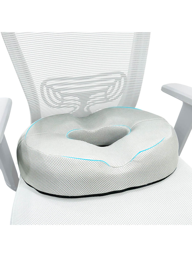 SLEEPSIA Cool Gel Memory Foam Donut Pillow Lower Back Pain Seat Support Grey-picture-16