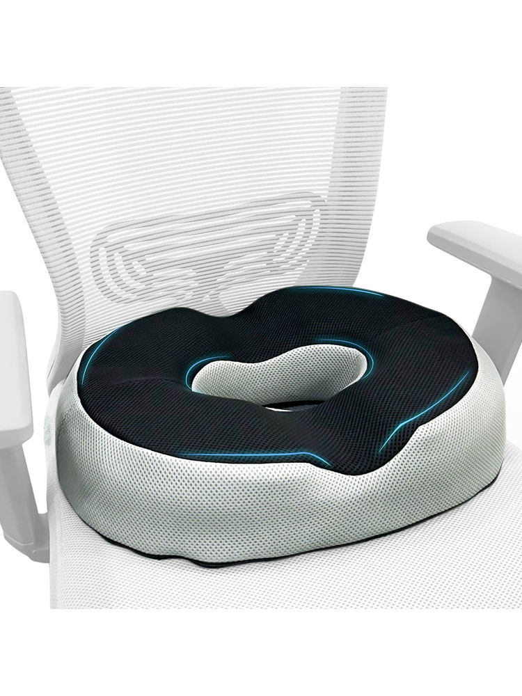 SLEEPSIA Cool Gel Memory Foam Donut Pillow Cushion for Lower Back Black-image-4