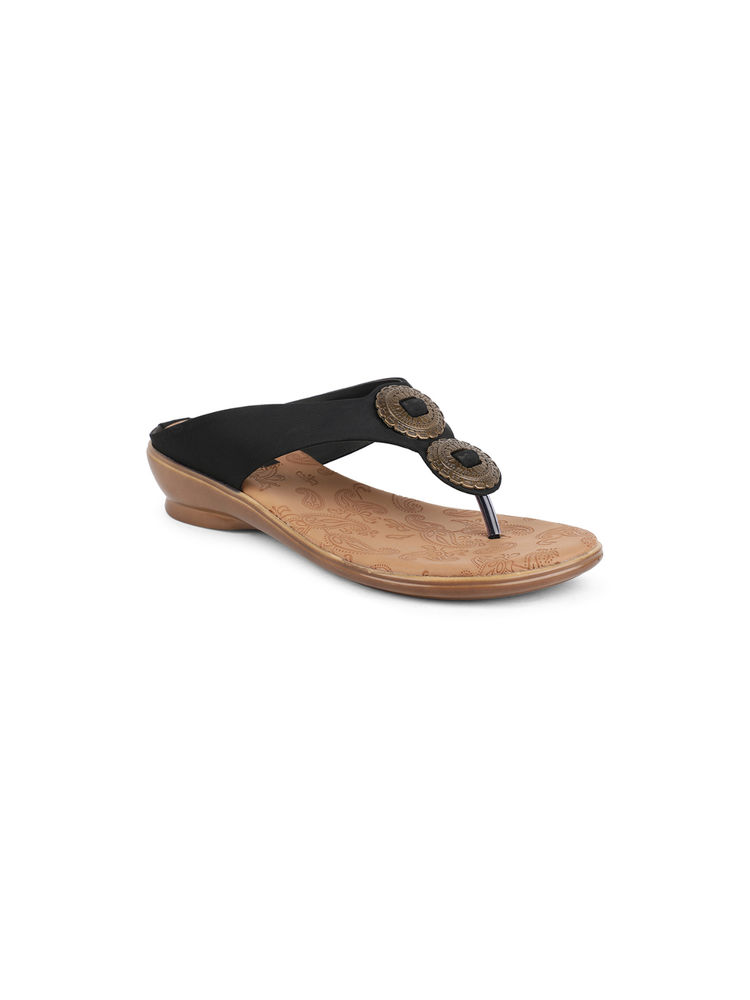 Bata Embellished Black Flats-image-28