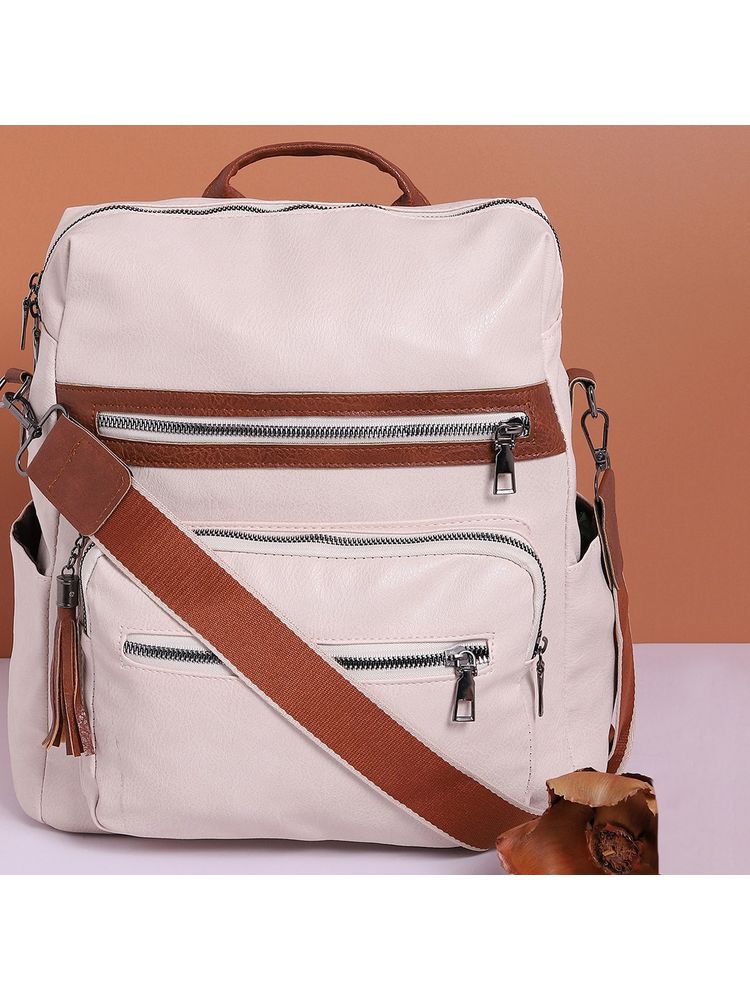 Haute Sauce Women White Solid Backpack-picture-22