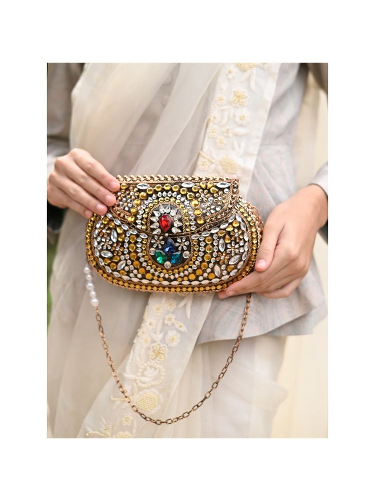 Odette Bronze Colored Metal Clutch-image-28
