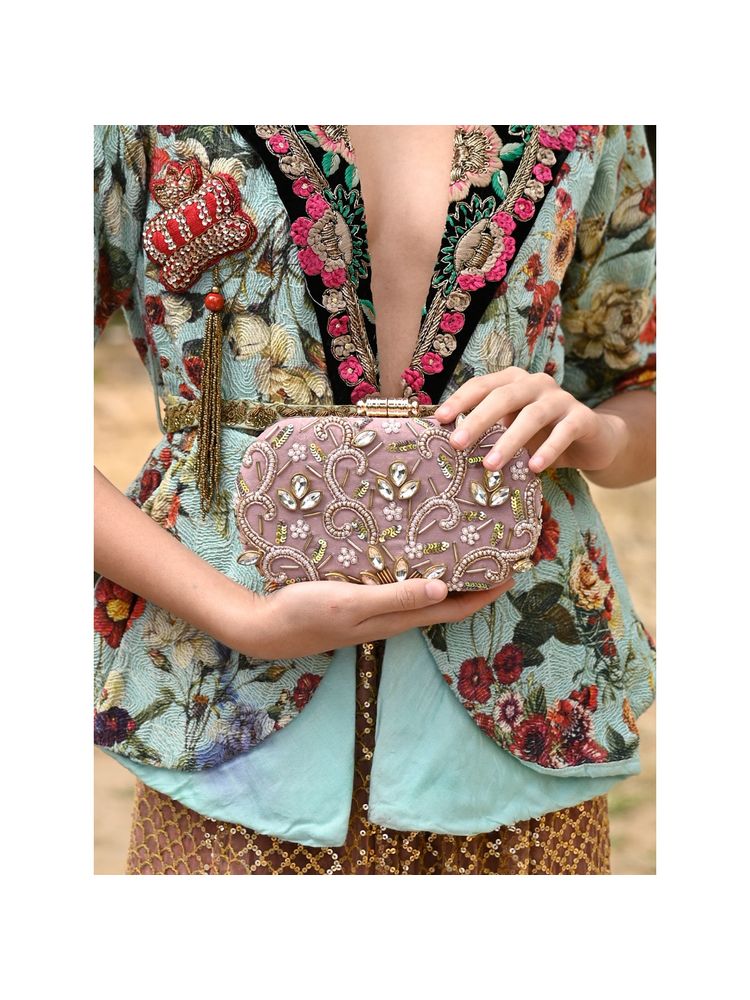 Odette Sequined Velvet Clutch-image-15
