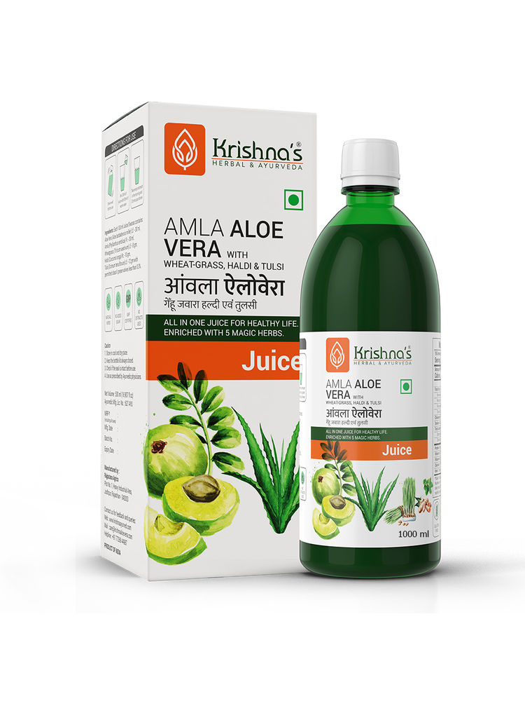 Krishna's Herbal & Ayurveda Amla Aloe Vera Wheatgrass Haldi Tulsi Juice-picture-12
