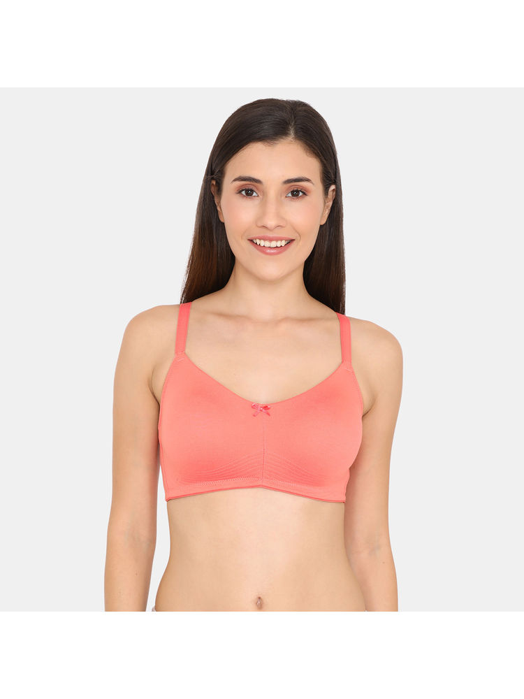 Zivame Double Layered Wirefree No Sag Bra - Georgia Peach-picture-25