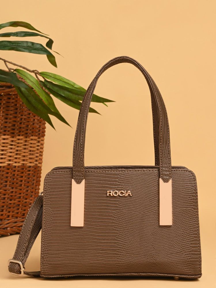 ROCIA By Regal Brown Women Textured Material Handheld Bag-image-45