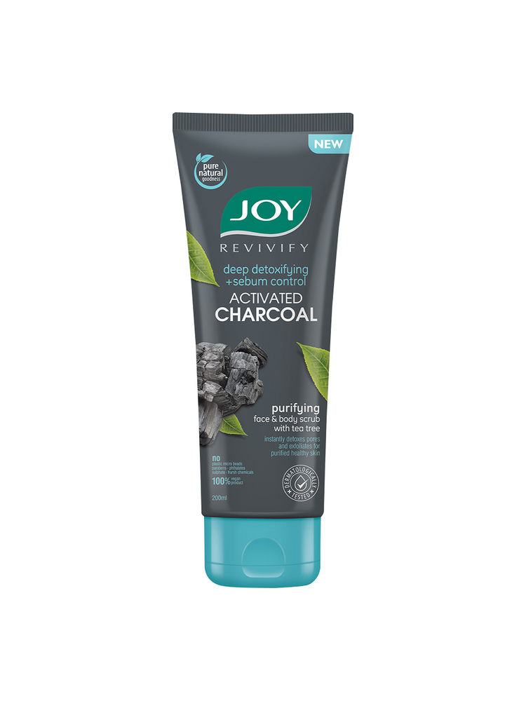 Joy Charcoal Face & Body Scrub with Tea Tree for Oil Control, Sebum Control & Deep Exfoliation-image-1