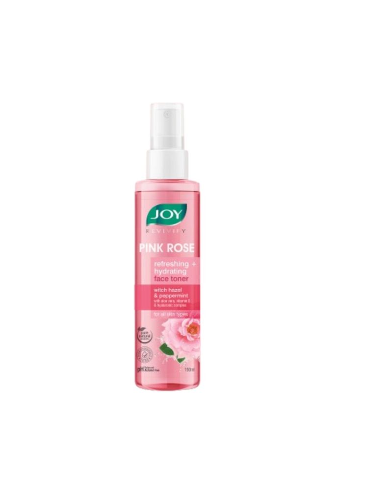 Joy Pink Rose refreshing Hydrating Face Toner With Hazel & PepperMint For Hydrating Skin pH Balanced, Alcohol Free & For All Skin Types