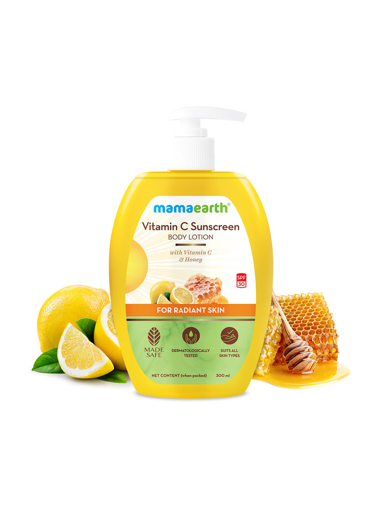 Mamaearth Vitamin C Sunscreen Body Lotion SPF 30 With Vitamin C & Honey For Radiant Skin